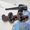 Korean Style Rhinestone Heart Bow Hair Clip for Women