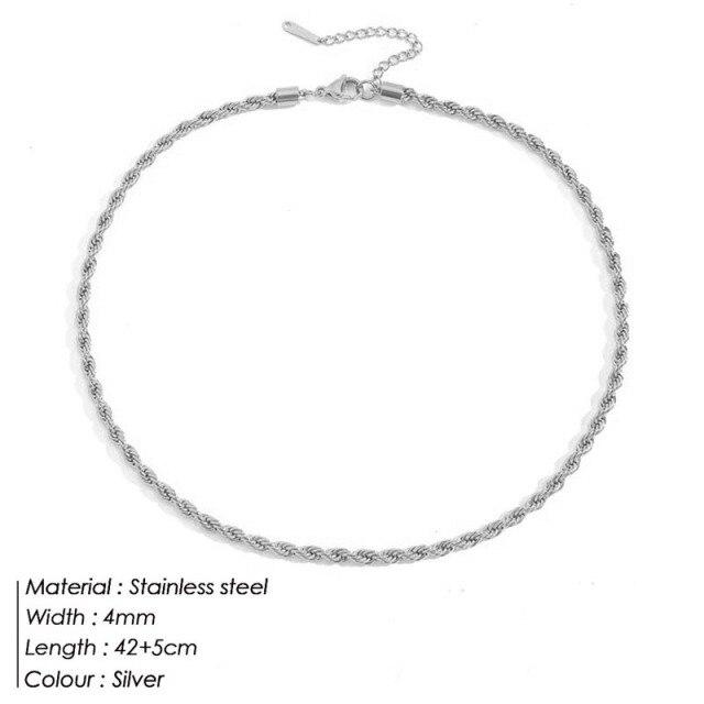 Trendy Stainless Steel Necklace for Unisex Fashion Twine Hip Hop Choker Women Men Neck Chain Necklace Jewelry