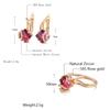 Set di Orecchini Anello Quadrati Rossi in Zircone Naturale Set di Gioielli da Matrimonio alla Moda Orecchini Pendenti in Oro Rosa per Donne