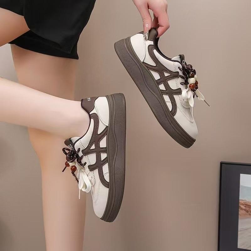 

Women Platform Sneakers Autumn Winter Lightweight Breathable Soft Sole Casual Shoes Fashion Lace Up Outdoor Non Slip Board Shoes 36 темно-коричневого кольору