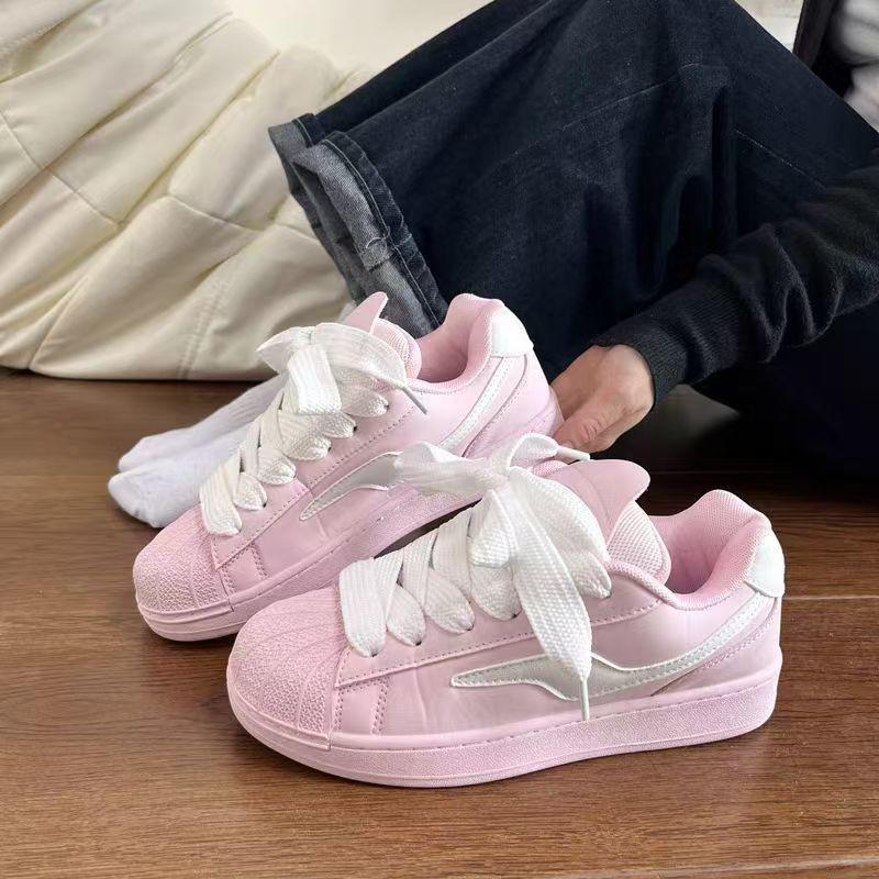 Fashion Black Lace-up Chunky Sneakers Spring Skateboard Shoes for Women Casual Trainers Woman Street Platform Vulcanized Shoes