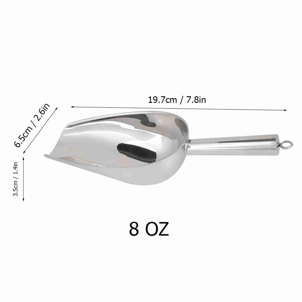 Durable Stainless Steel Ice Scoop Straight Handle Multifunctional Food Scoop Silver Utility Scooper Freezer