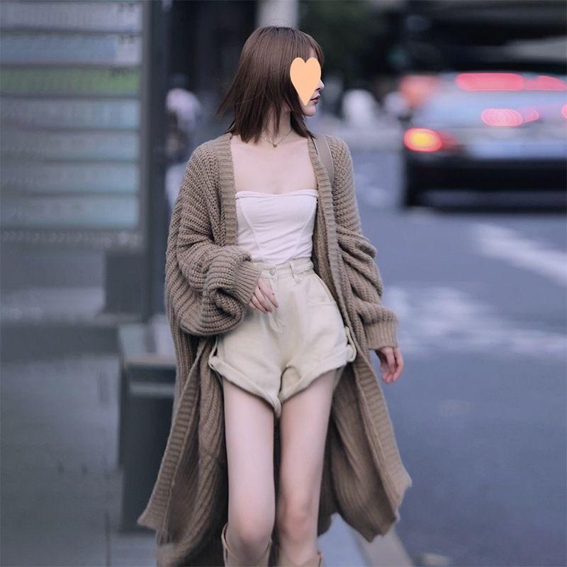 Spring Oversize Knitting Women Long Sweaters V-neck Loose Cardigan Thick Warm Coats Female New Trendy Casual Ladies Clothes