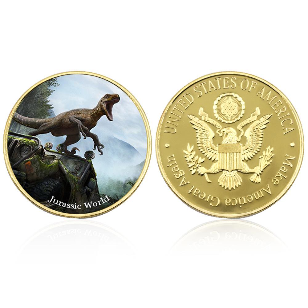 

Dinosaur commemorative coins, classic movie dinosaurs, sci-fi challenge coins, dinosaur animal world