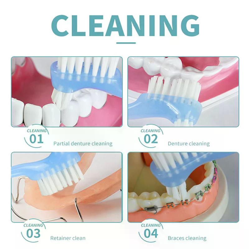1/5Pcs Double Sided Denture Toothbrush Invisible Braces Cleaning Brush For Men Women False Teeth Brush Oral Cleaning Tools