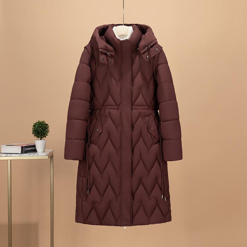 European and American Coats Are Light and Long, Thickened and Loose, and Large-size Knee-removable Long-sleeved Down Cotton-padded Jackets.