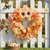 Weather Resistant Autumn Door Wreath 20 Inch Fall Wreaths for Front Door Harvest Farmhouse Style Decor with Pumpkins Sunflowers Leaves Thanksgiving