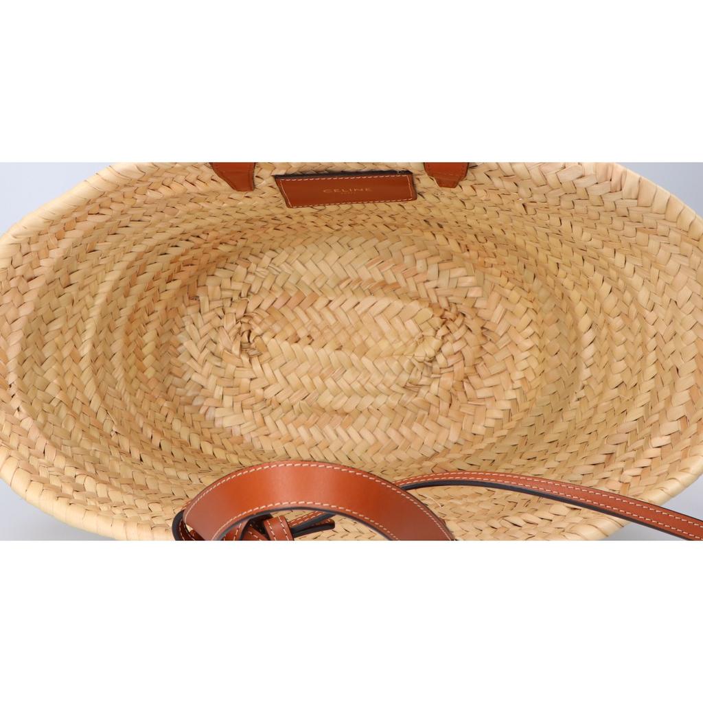 Celine Ausgezeichneter Zustand 113832CGG.04LU Teen Classic Korbtasche Raffia x Kalbsleder Triomphe Handtasche TanBenutzt