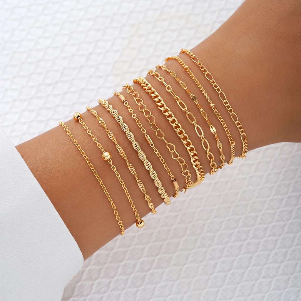 7pcs Vintage Gold Color Daisy Flower Pendant Beaded Bracelet Set for Women Bohemian Star Pearl Bangles Fashion Jewelry Gifts New