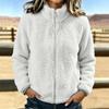 Women's Color Lined Zip Up Cardigan Jacket for Fall Winter Casual Wear