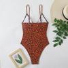 Fashion Leopard Pattern Backless Triangle Bikini Swimsuit For Beach Vacation