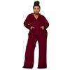 Übergröße Samt Damen Zweiteiliges 2-teiliges Set Outfits Mode Kurve Gerade Hosen Anzug und Trainingsjacke Street Trainingsanzug