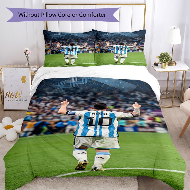 Messi Bedding Set Breathable Duvet Cover with Pillowcases Decorative Bed Linen for Bedroom Home Decoration Birthday Gift