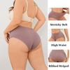 FINETOO 4PCS/SET Cotton Striped Women's Underwear Sexy High Waist Panties Solid Soft Briefs Female Breathable Stretch Lingerie