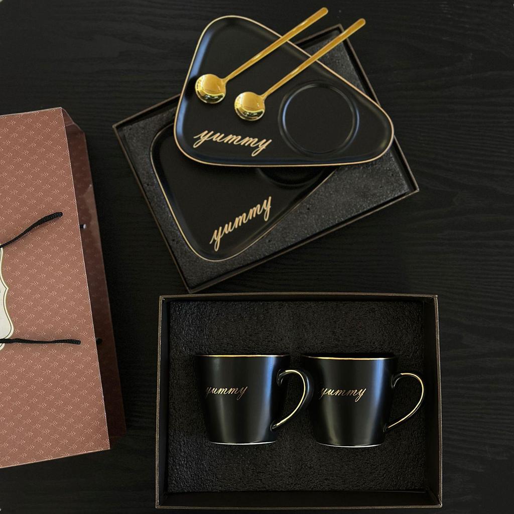 Luxury Triangle Coffee Cup & Saucer Set with Spoon - Ideal Gift with Custom Logo