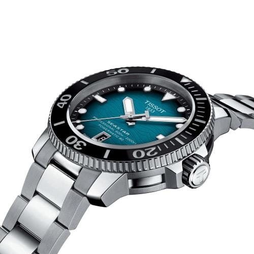 Tissot Seastar 2000 Professional Watch with Bracelet, Officially Imported, Men's, T1206071104100, Green Dial