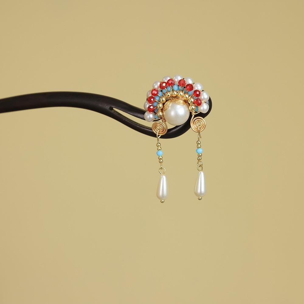 Tassel New Chinese Style Hair Clip Red Hanfu Hairpin Beijing Opera Hair Accessories  Bridal