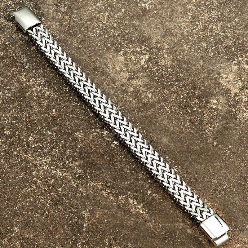 8MM Luxry Double Curb Chain Bracelets for Men Stainless Steel Punk Rock Biker Antique Cubic Chain Male Pulseira Jewelry