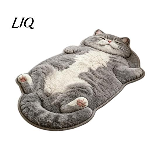 Non-slip Floor Mat Cute Cat Bathroom Rug, Anti-Slip Absorbent Bath Washable Plush Durable Doormat Kitty Door for Entrance Kitchen Home Decor