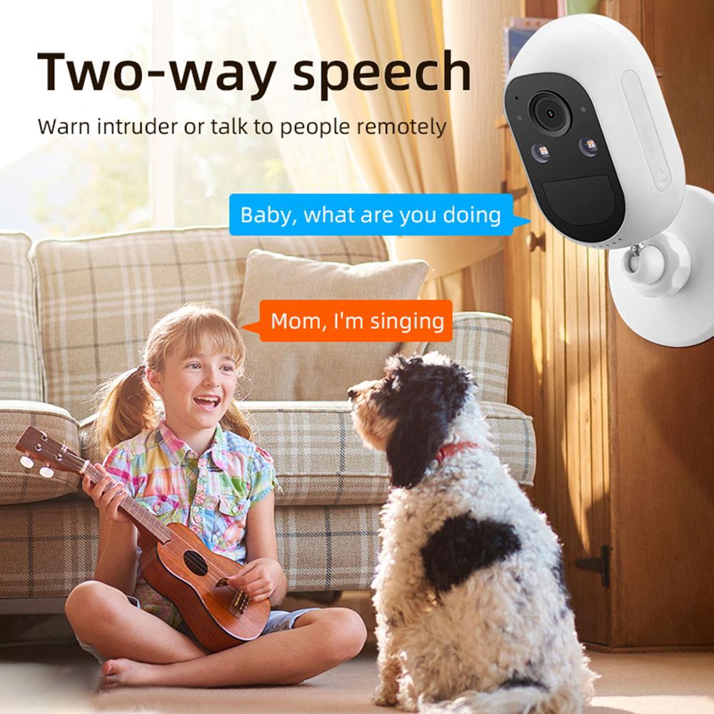 3MP Wireless Outdoor Surveillance Camera, Battery Powered, with Two-Way  , Night  , PIR Motion Detection, for Indoor and Outdoor Use