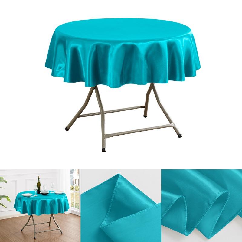 150/180/200cm Round Satin Tablecloth Bright Silk Tablecloth For Baby Shower Wedding Birthday Party Banquet Christmas Table Decor