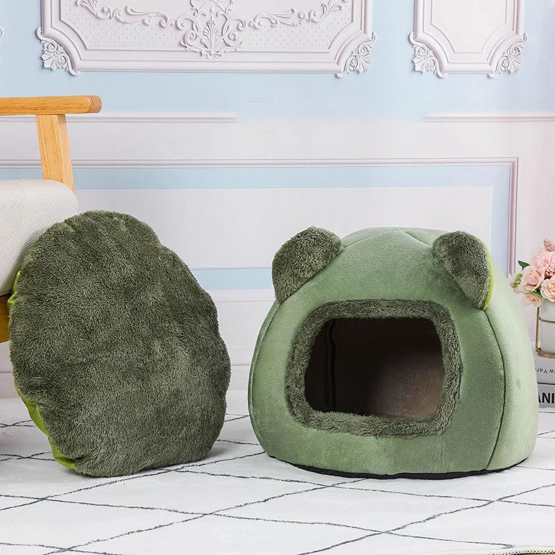 Cute Plush Bear Cat House Katzen Nest Puppy Kennel Small Dog Bed Winter Warm Cat Sleeping Bed Pet Animals Houses Pet Supplies