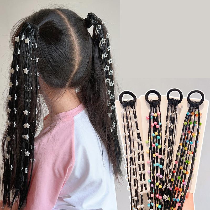 1PC Lovely Girls Five-pointed Star Wigs Ponytail Headbands Rubber Bands Hair Bands Headwear Kids Hair Accessories Hair Ornament