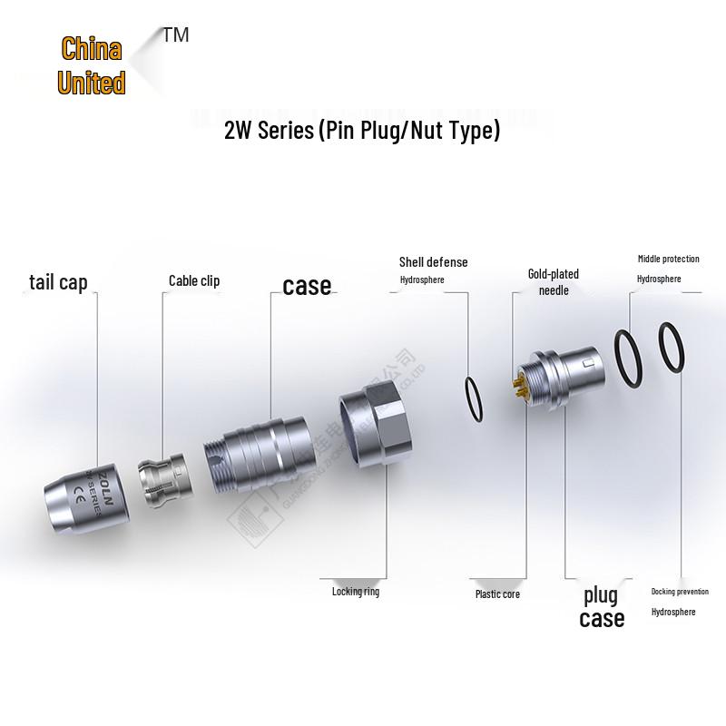 Zhonglian W IP68 Push-Pull Metal Connector - Outdoor Aviation Plug, Waterproof & Self-Locking