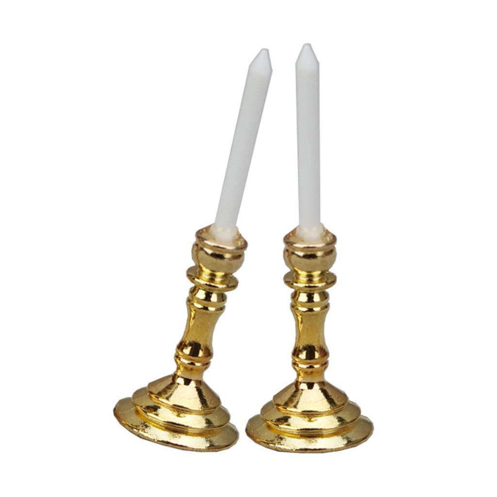 2Pcs Puppenhaus Kerzen Kerzenhalter für Leuchter Möbel Ornamente Kerze Stick Kerzenhalter Home Möbel