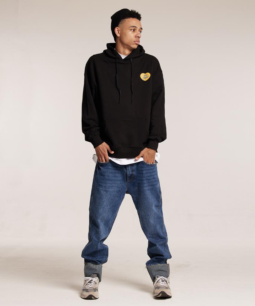 Human Highlight Small Heart Hoodie Black Yellow