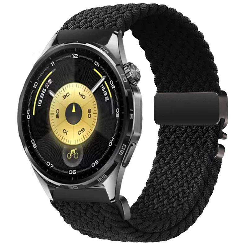 

Nylon Braided Loop Strap For Huawei Watch 5 GT6 Pro GT6 46mm Parachute Buckle Bracelet Huawei Watch GT5 Pro GT5-4-3-2 46mm Band 22MM Width Band чёрный