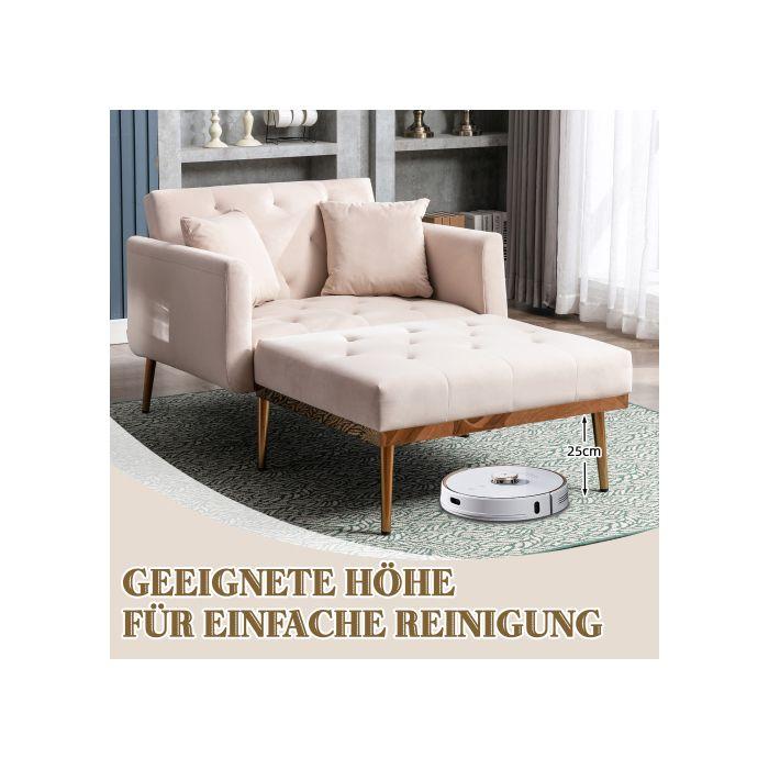 Fauteuil - MUVOE - Moderne - Dossier réglable - Tissu pelucheux - Beige caramel
