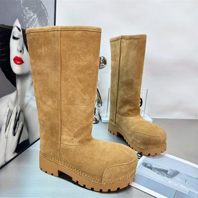 Wool Version Big Head Tall Boots Snow Boots Women's Winter 2025 New Thick-soled Fashion Velvet Thermal Cotton Shoes