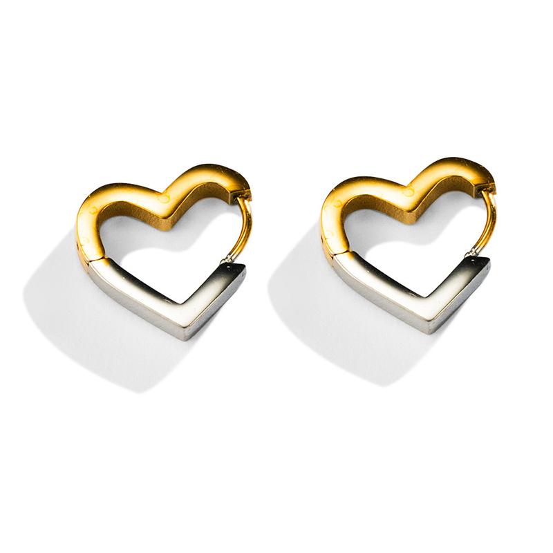 New Glossy Stainelss Steel Gold Silver Color Geometric Hoop Earrings Woman Man Heart Star Oval Round Punk Hip-hop Huggie Jewelry