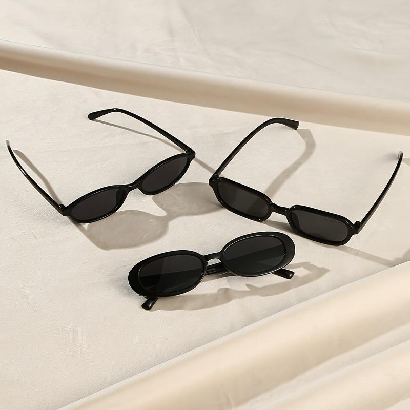 3pcs Fashionable Oval Shaped Small Frame Women's Sunglasses, Simple, Fashionable, Lightweight and Portable Sunglasses