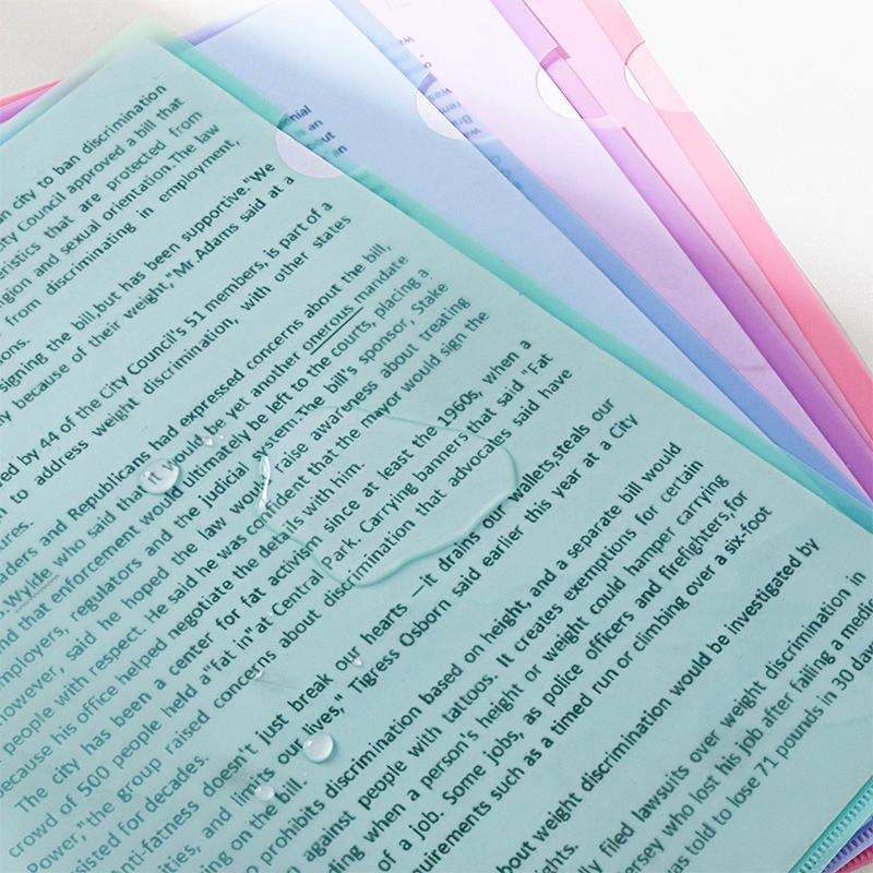 24Pcs L Type Folders A4 Plastic File Project Pockets File Folder Clear Paper Document Jacket Sleeve School Office Supplies