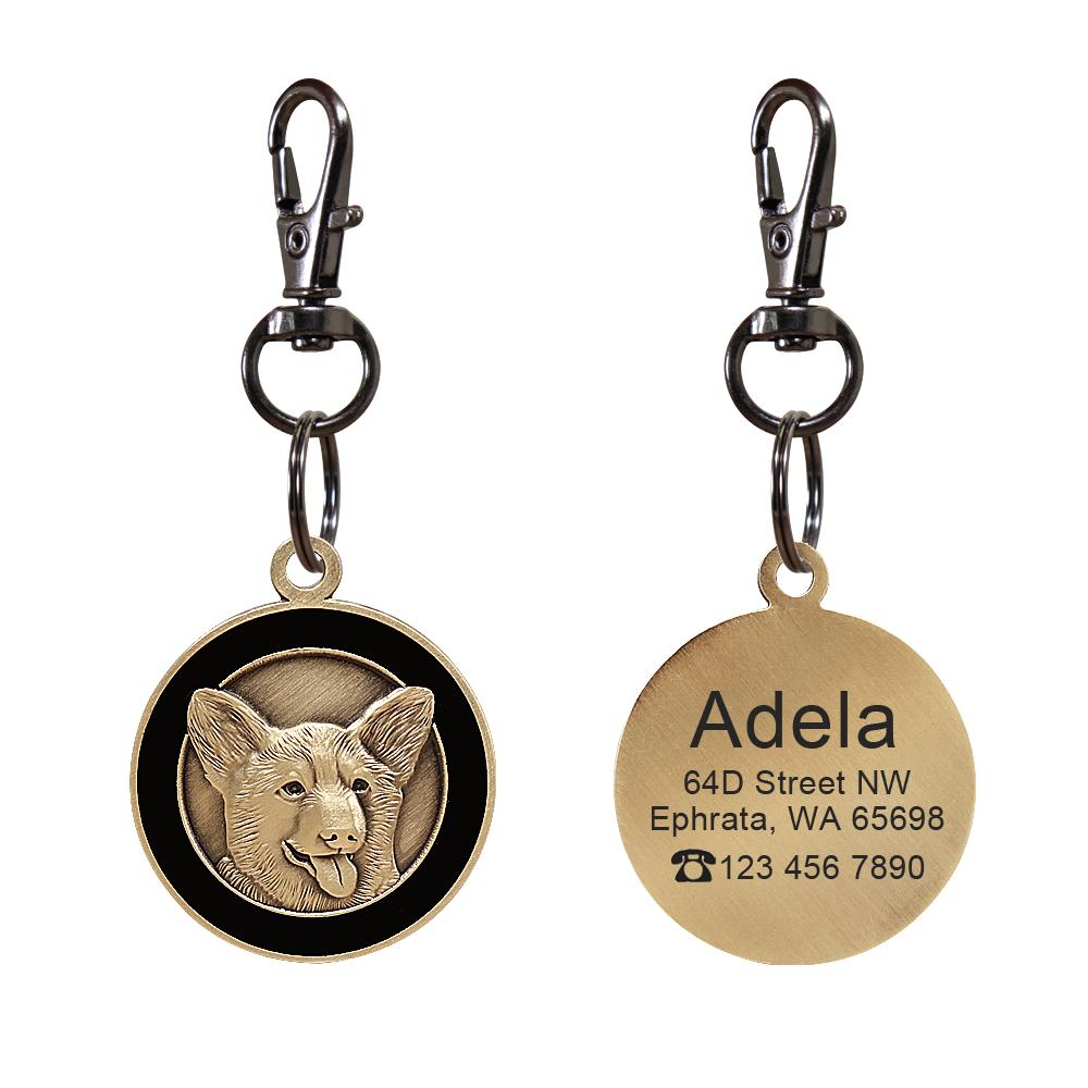 Personalisierter Hundemarke Kostenlos Gravieren Hunderasse Namensschild Anti-Verlust Haustierhalsband Anhänger Für Pitbull Bulldog Kupfer Halsbandmarken