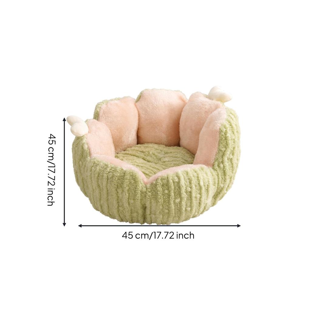 Pet Bed with Raised Petal Sides Cozy Petal-Shaped Round Snug for Cats