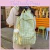 Trendy Gender Neutral Plaid Backpack Spacious Waterproof Nylon Material