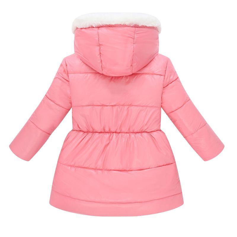 4-12 Years Kids Girls Winter Warm Winproof Hooded Coat Mid Length Jacket