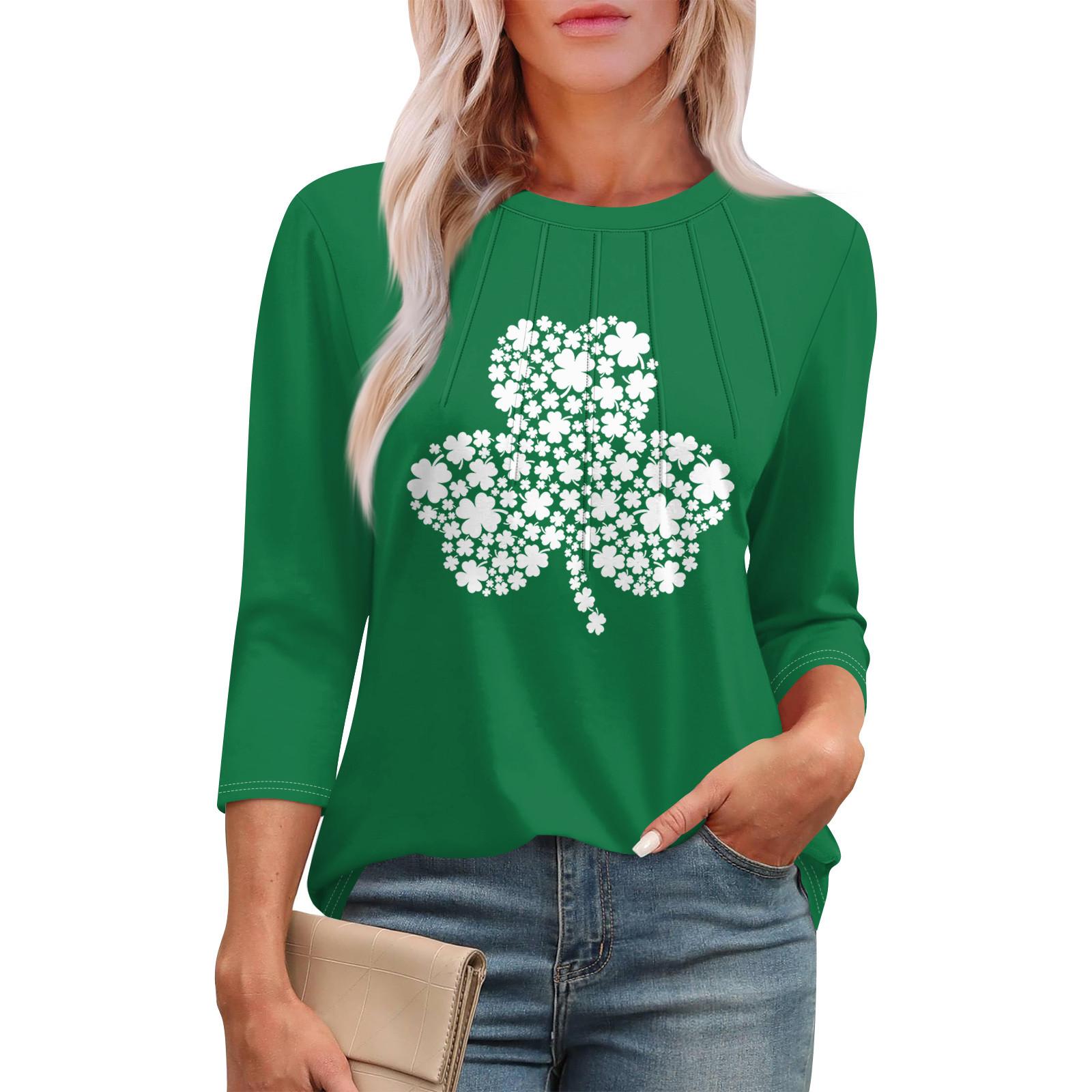 

Женские топы с длинным рукавом 3/4, повседневная туника, базовая плиссированная рубашка, свободный крой. Патрик Принт Топ XXL