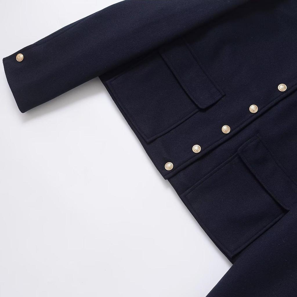 2025 Spring Women's Fashion Soft Jacket with Turn-Down Collar & Metal Button Accents