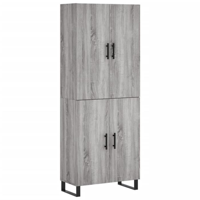 VidaXL Buffet haut Sonoma gris 69,5x34x180 cm Bois d'ingénierie 3195705