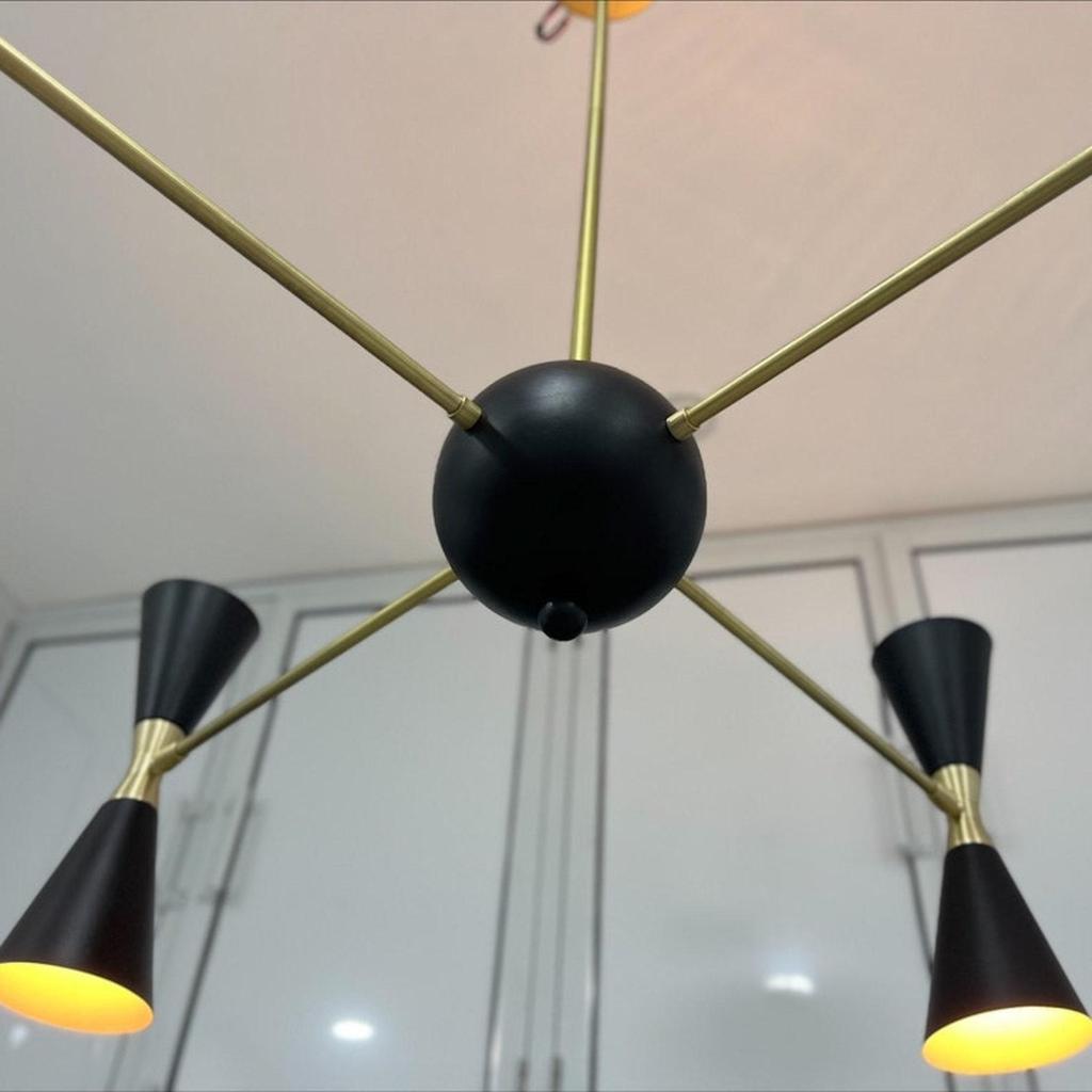 Kronleuchter Licht Matt Schwarz Sputnik Kronleuchter Gebürstetes Messing Moderne 8 licht 4 Schatten Leuchte Beleuchtung Dekor