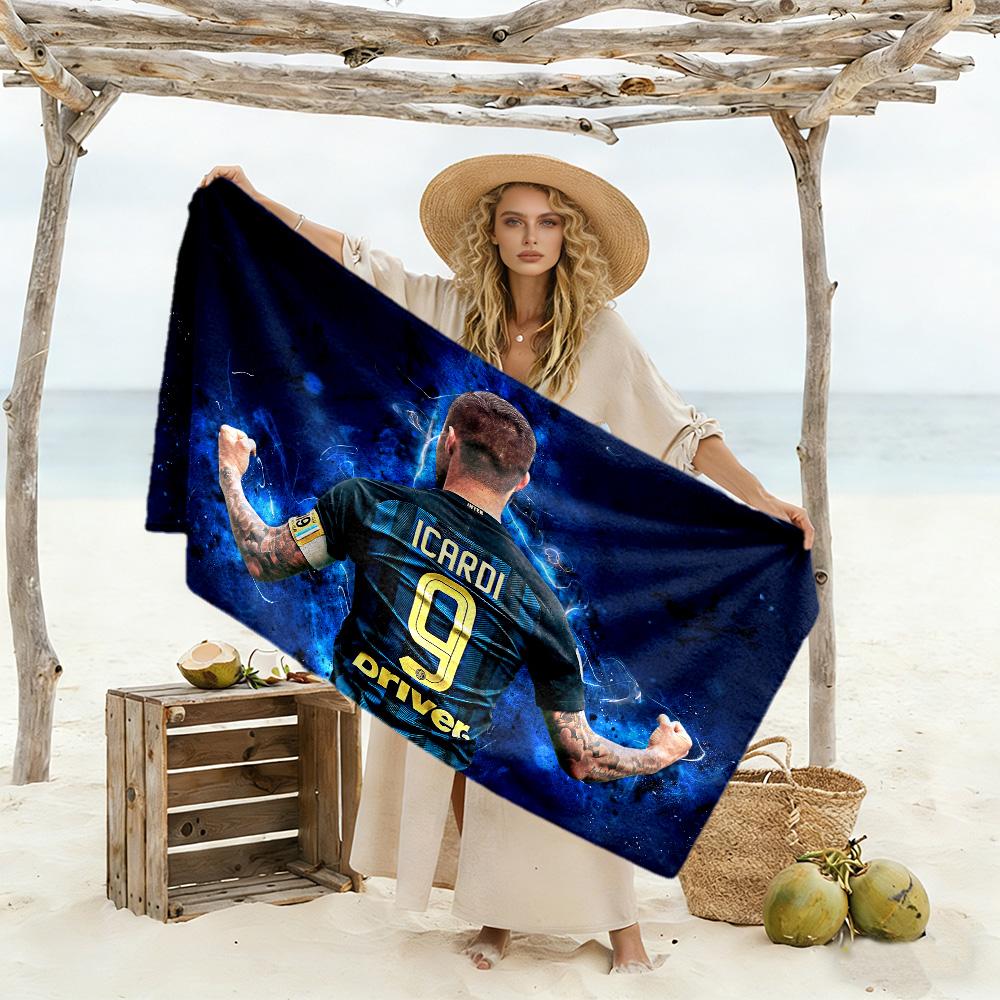 Inter Milan Player Action Beach Towel Super Soft Microfiber Quickdry Fabric Comfortable Lightweight