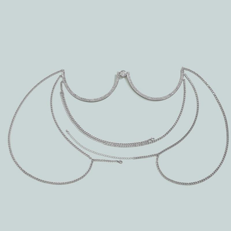 Body Jewelry Chest Bracket Bras Chain Body Chain Bra For Women Sexy for Rhinestone U-Shaped Bikini Chest Bracket Bra Cha