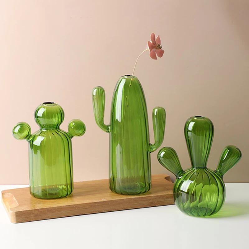 Colourful Glass Vase, Desktop Decorative Item, Cactus Vase, Plant Hydroponic Flower Pot, Living Room and Bedroom Decorative Item