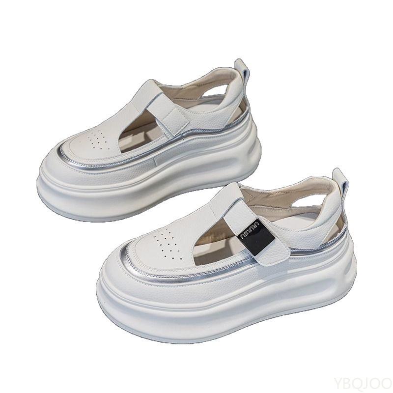 Mode Mesh ausgehöhlt lässige weiße Schuhe Sommer atmungsaktiv dicke Sohle höhenerhöhend vielseitig modisch schlichte Damenschuhe