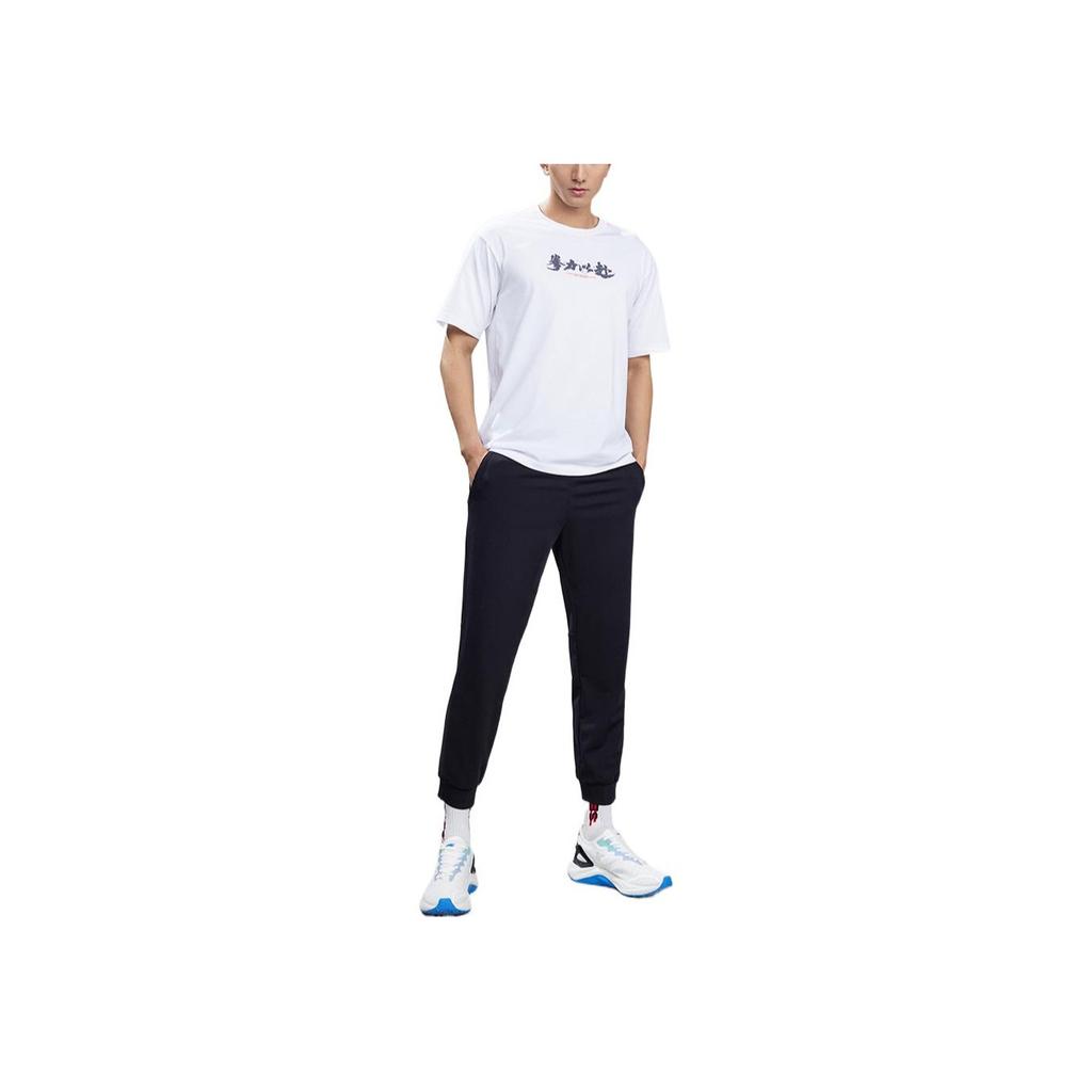 Anta SS22 Geometric Letter Print Crew Neck T-Shirt Men Tops White 152227148-4