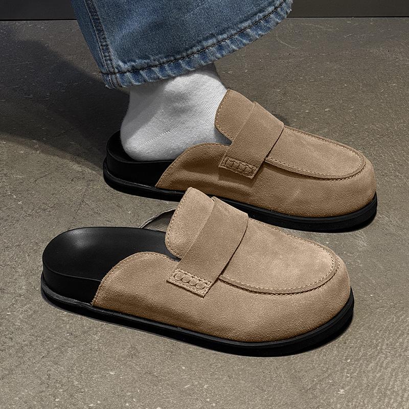 Men's baotou semi-cool slippers 2025 summer new casual versatile men's slippers 55336 yellow, gray-J